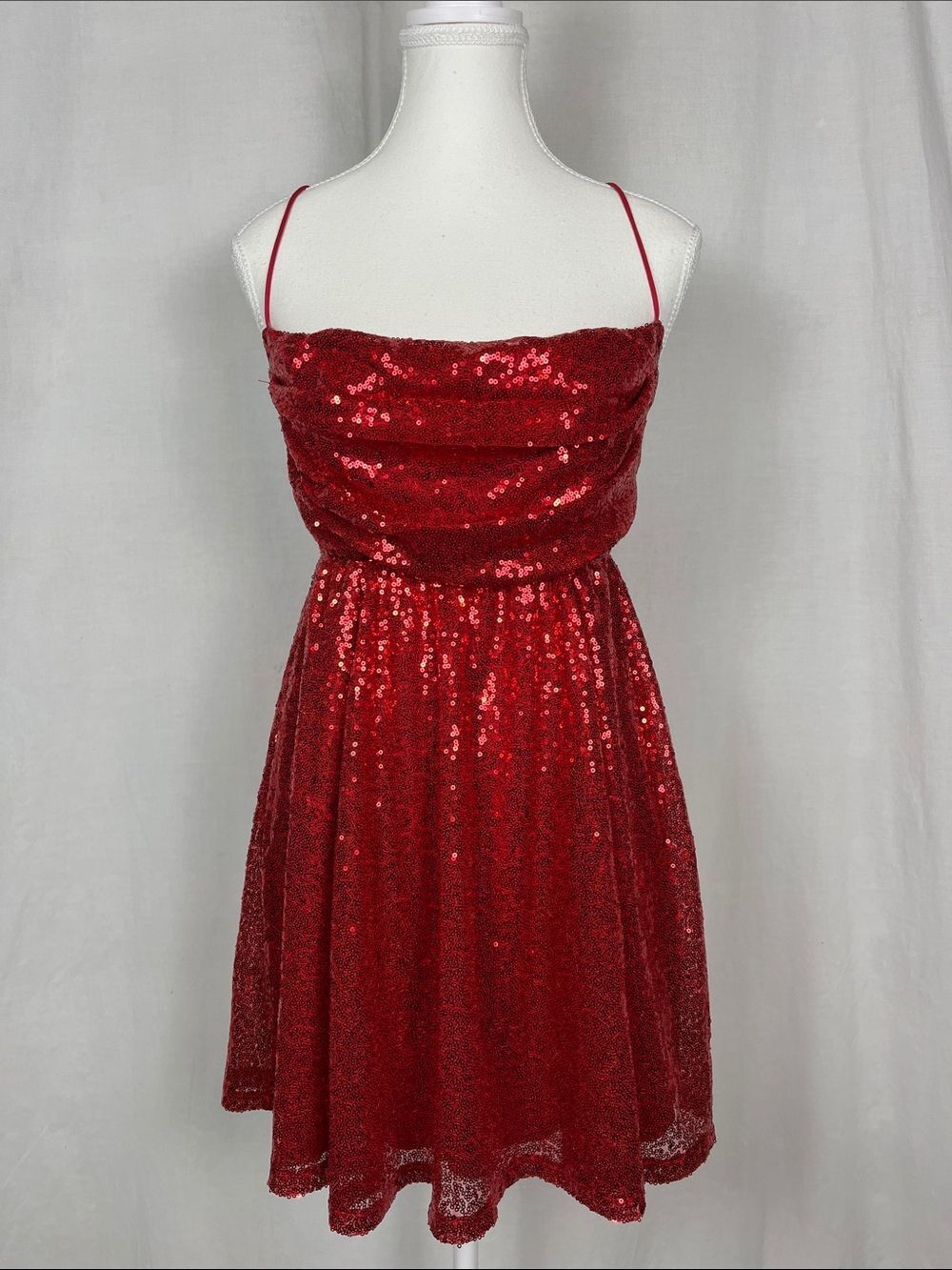 Lucy in the Sky Red Sequin Halter Top Mini Dress